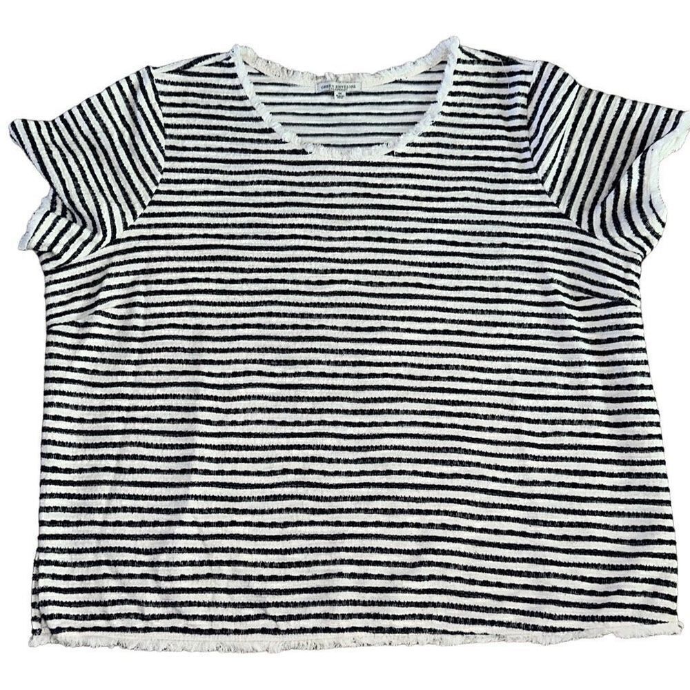 Green Envelope Ladies Size 3X Blue & White Stripes short Sleeves